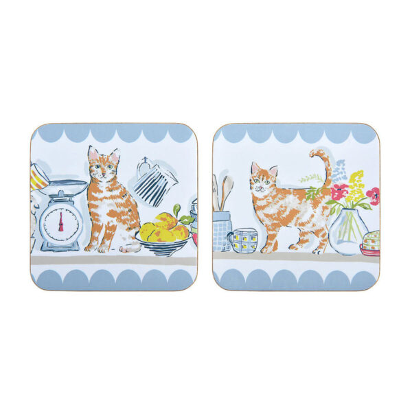 Set di 4 sottobicchieri gatti rossi in cucina