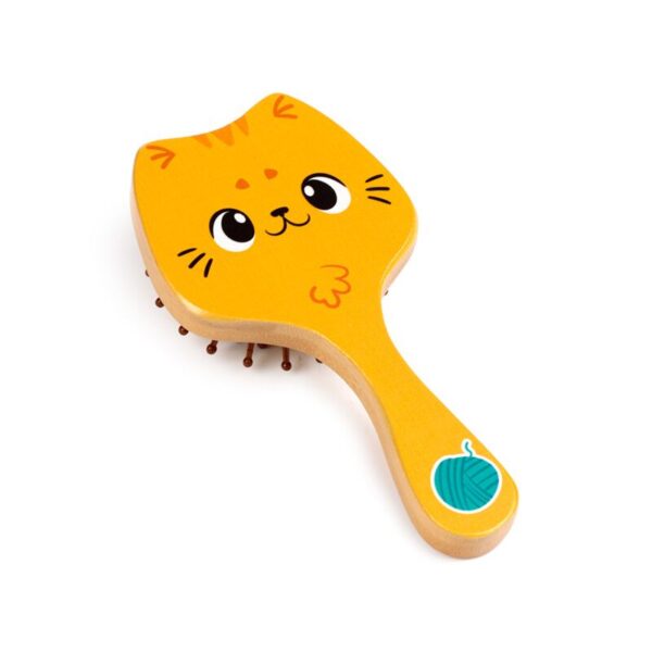 Spazzola per capelli in bambu musetto di gatto, rosso