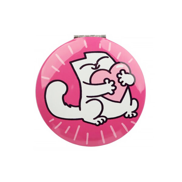 Specchietto da borsa rotondo gatto Simon's Cat rosa