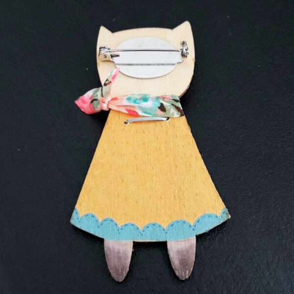 Spilla bambola gattina siamese, retro