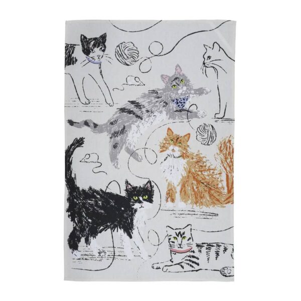 Strofinaccio in cotone con gatti disegnati