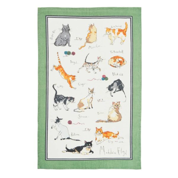 Strofinaccio in cotone con gatti disegnati da Madeleine Floyd