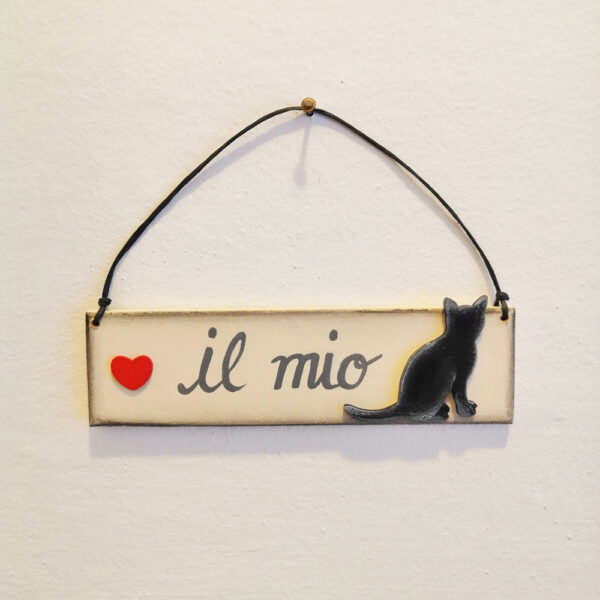 Targhetta in legno "Amo il mio gatto"