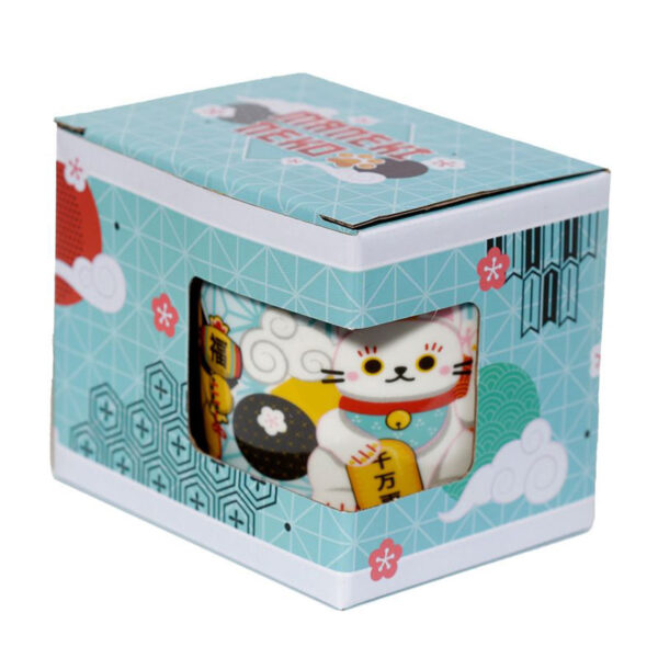 Tazza caffelatte con gatti Maneki, confezione