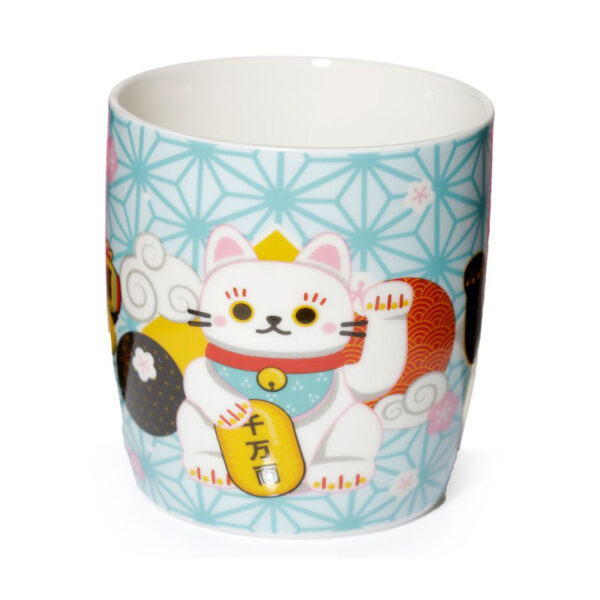 Tazza caffelatte con gatti Maneki, lato