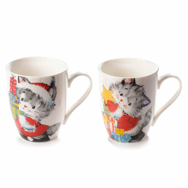 Tazza in ceramica con gattino natalizio