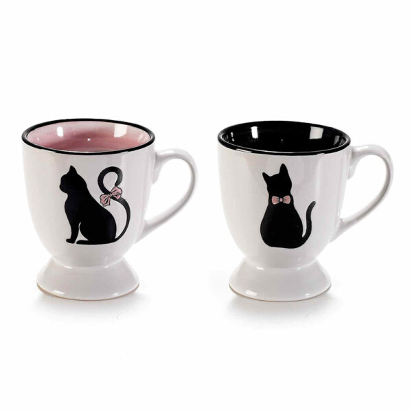 Tazza in ceramica con gatto nero e interno colorato