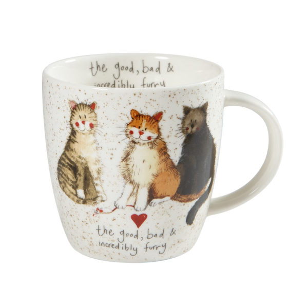 Tazza in ceramica con gatti "Il buono, il cattivo e il peloso"