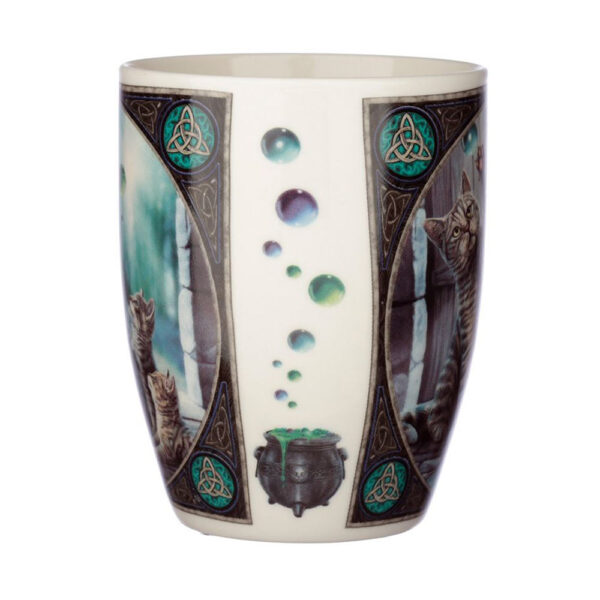 Tazza con gatti e calderone disegnati da Lisa Parker lato