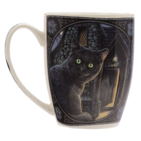 Tazza con gatto curioso disegnato da Lisa Parker
