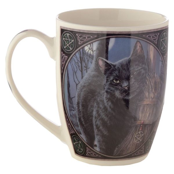 Tazza con gatto nero disegnato da Lisa Parker