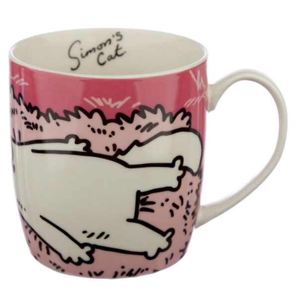 Tazza in porcellana con il gatto di Simon's Cat rosa, retro