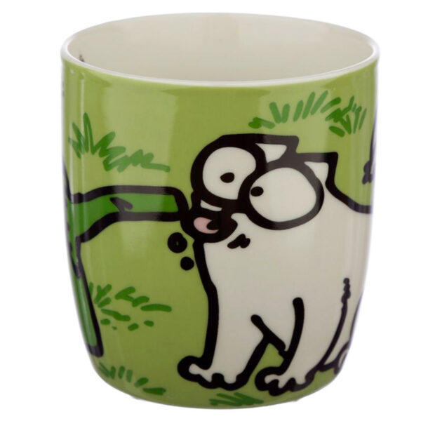 Tazza in porcellana con il gatto di Simon's Cat verde, lato
