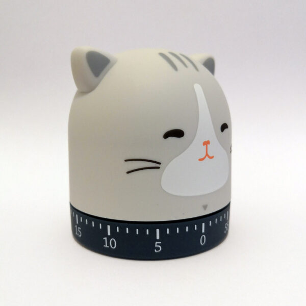 Timer da cucina a forma di musetto di gatto, di lato