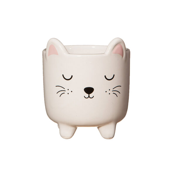 Vasetto in ceramica gatto bianco con zampette