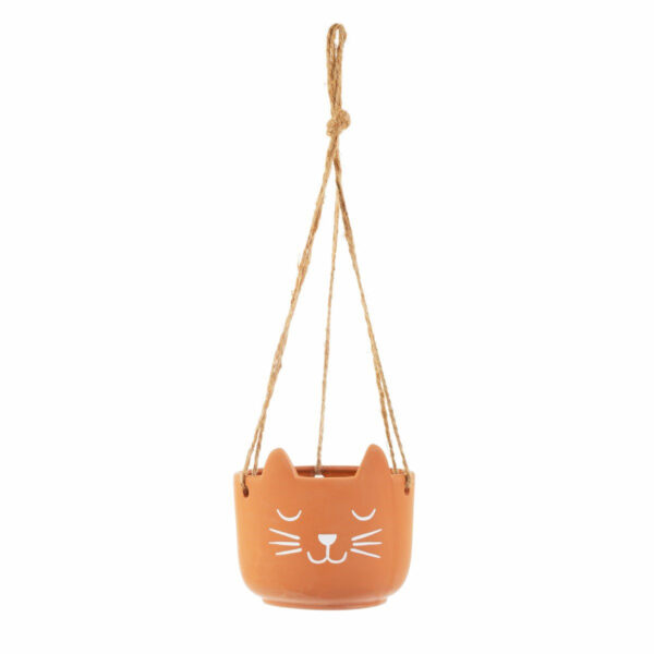Vasetto terracotta a sospensione musetto di gatto