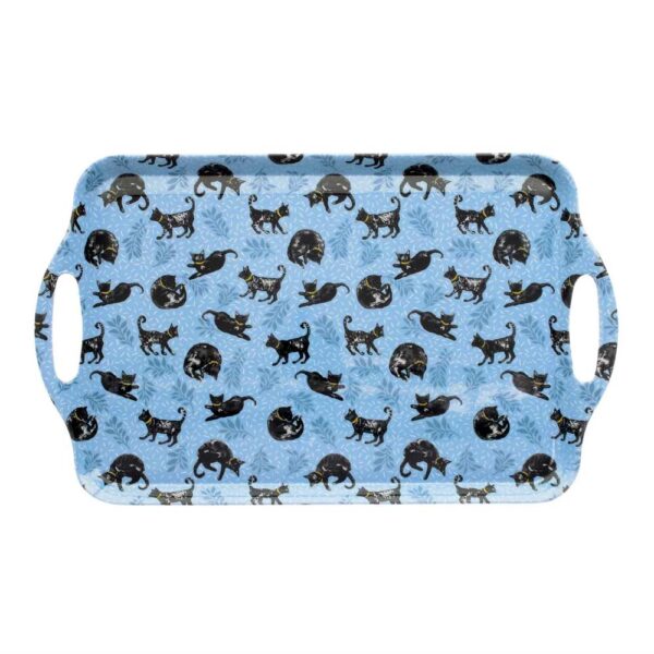 Vassoio blu con gatti e gattini neri