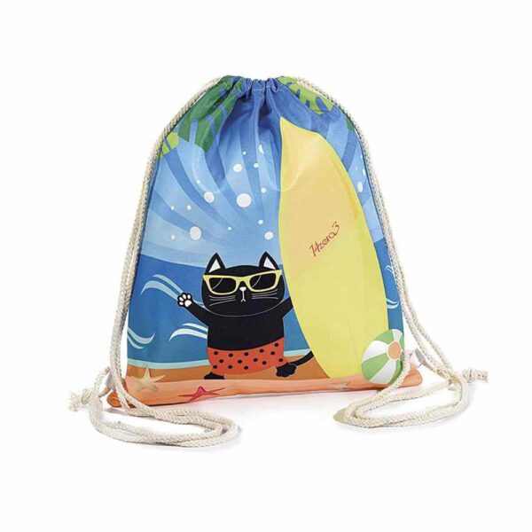 Zaino sacchetta con gatti estivi gatto surfista